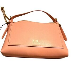 Zac‎ by Zac Posen Leather Convertible Crossbody Bag Pink Peach Gold Chain/Strap